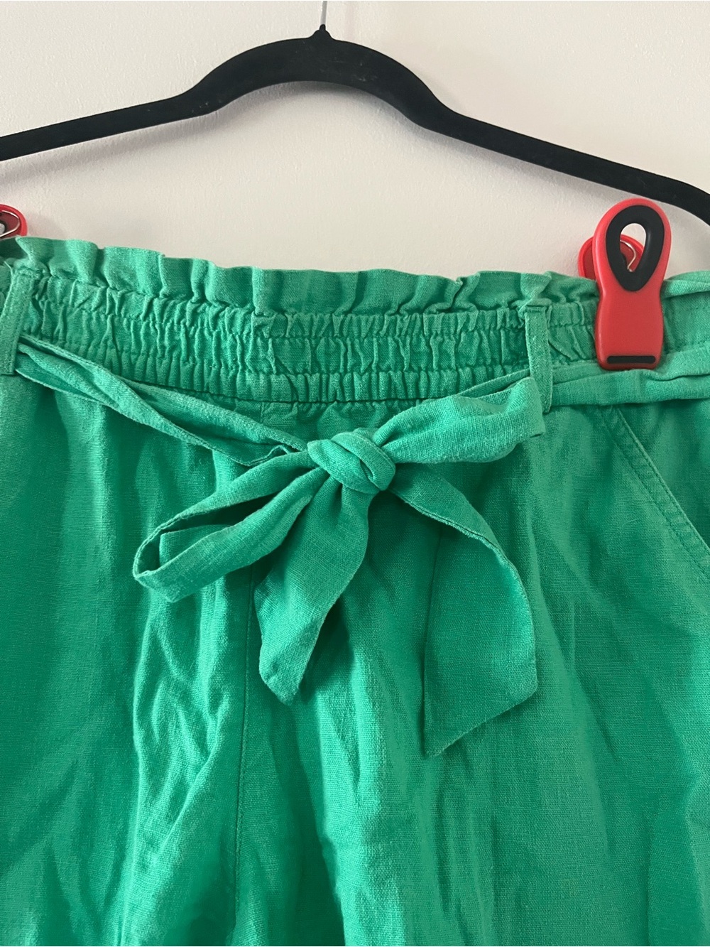 J Crew Green Linen Blend Tie Waist Shorts Small Coastal Resort Euro Summer Beach - Picture 2 of 6